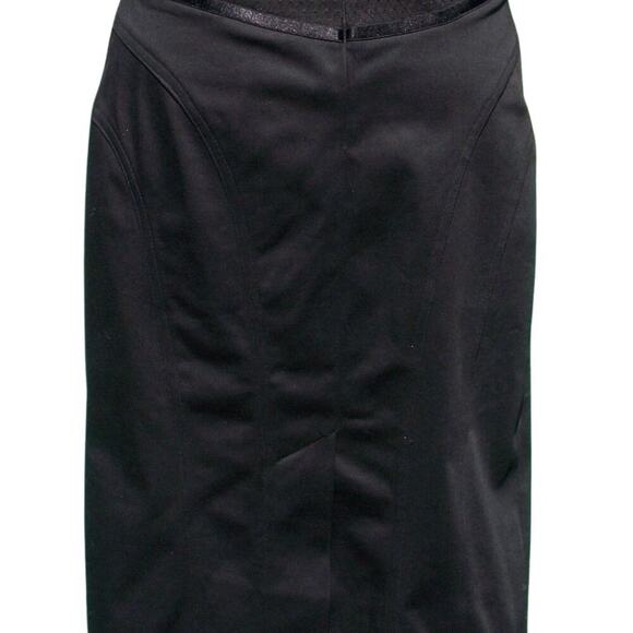 Cache Black Lace Bustier Pencil Skirt New 9" Back Split Satin Trim New $118 NWT - Picture 7 of 8